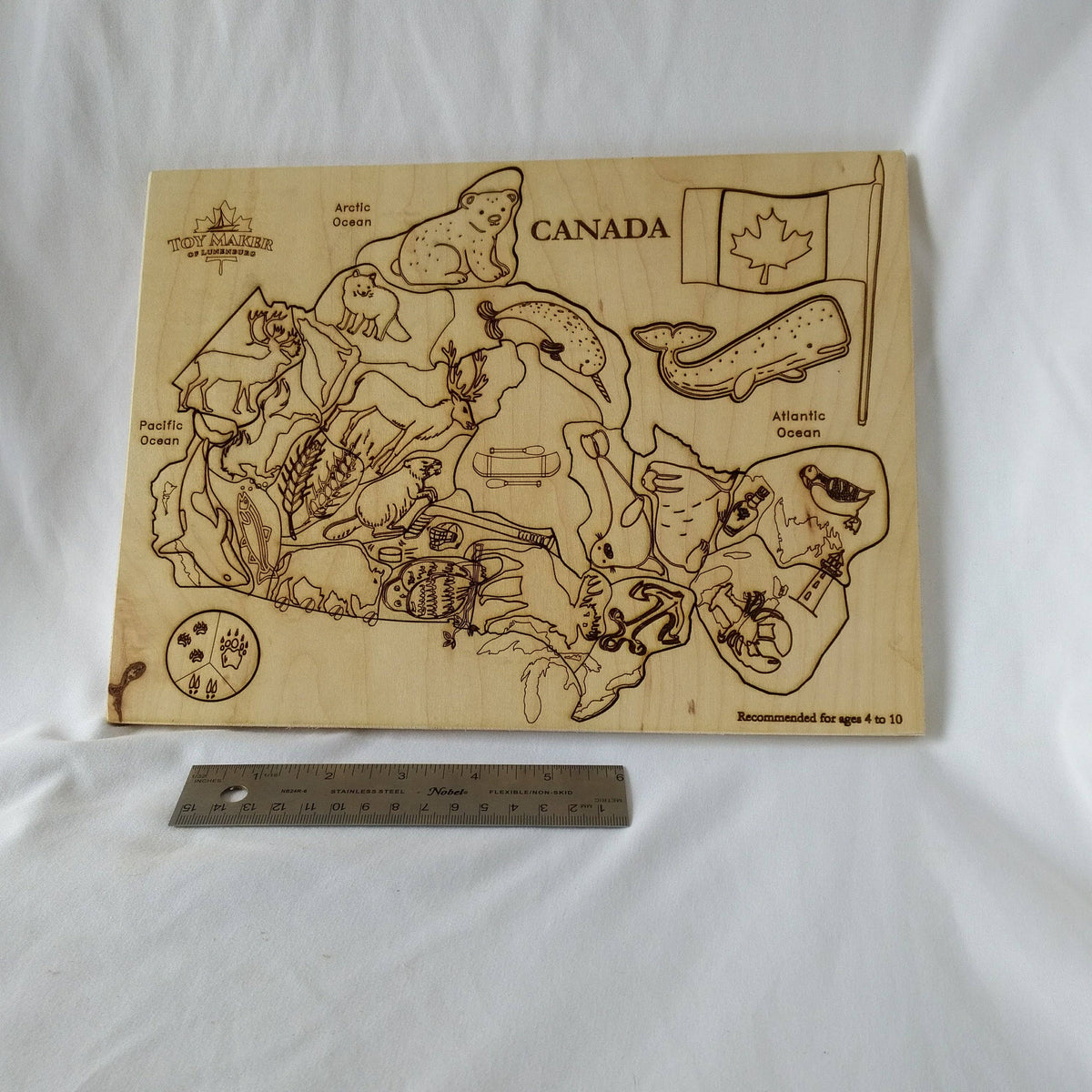 Toy Maker of Lunenburg - Kids Canada Map Puzzle with Native Animals - Made In Canada - High Quality - Ages 4–8