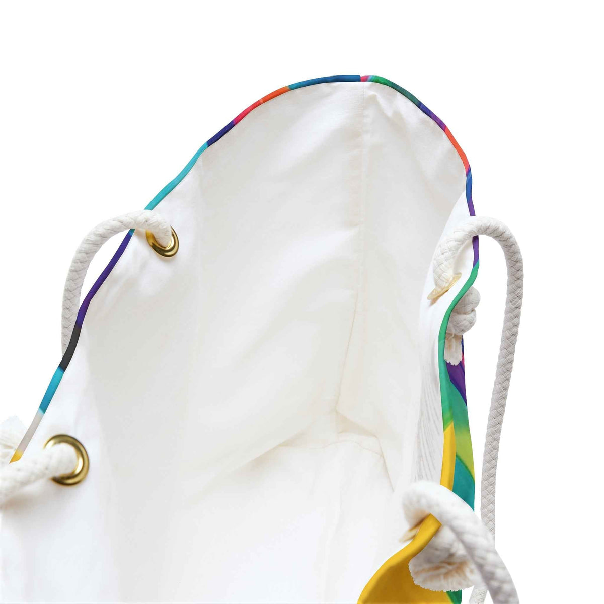 Colorful Abstract Wave Weekender Bag | Rainbow Stripes Large Tote Bag