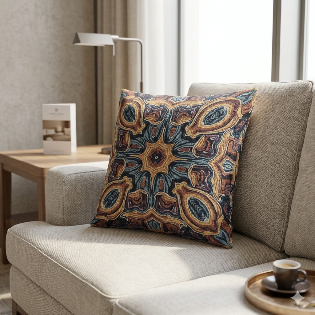 Bohemian Woven Pillow – Mosaic Medallion Decorative Throw Pillow