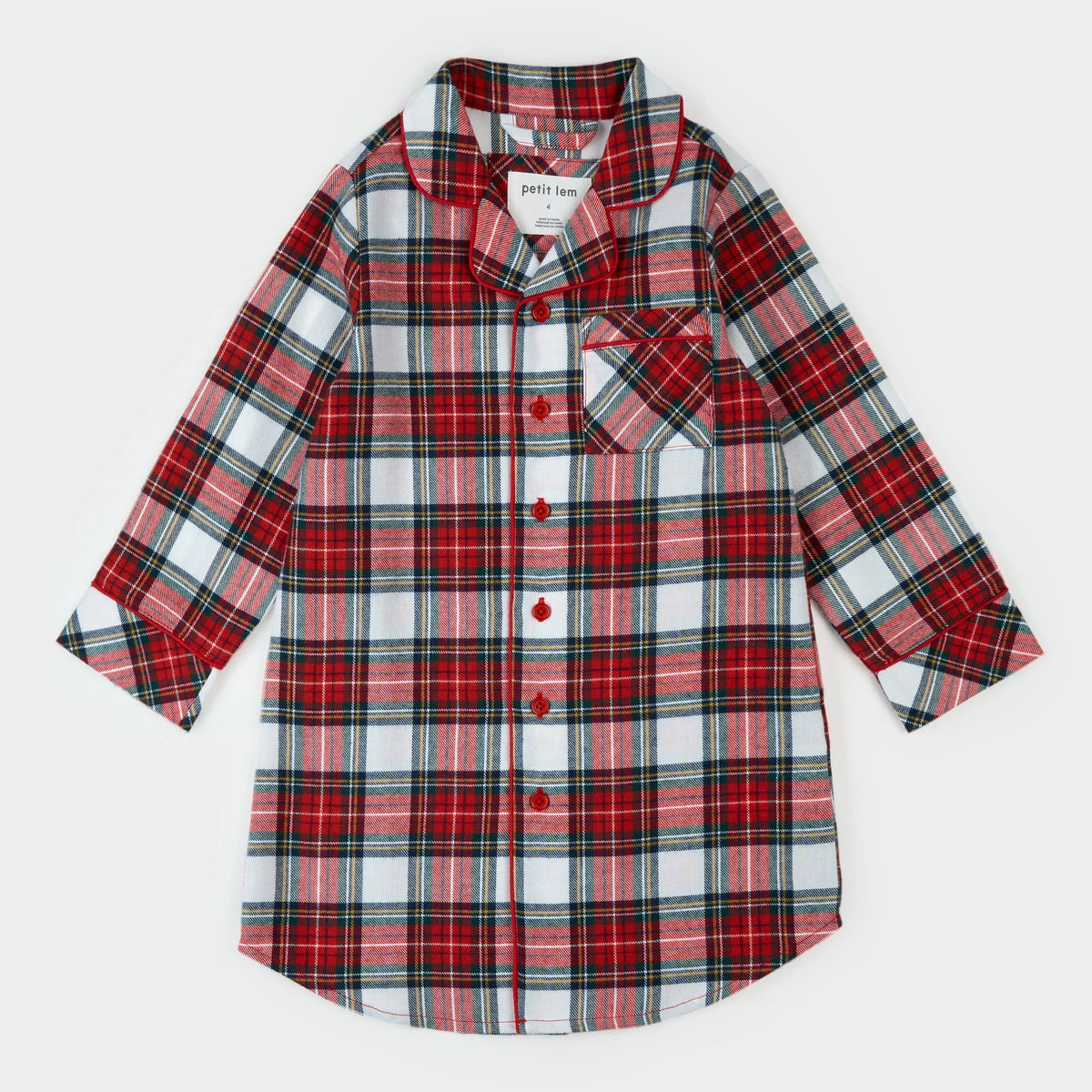 Flannel Night Gown | Red Tartan Plaid | Petit Lem