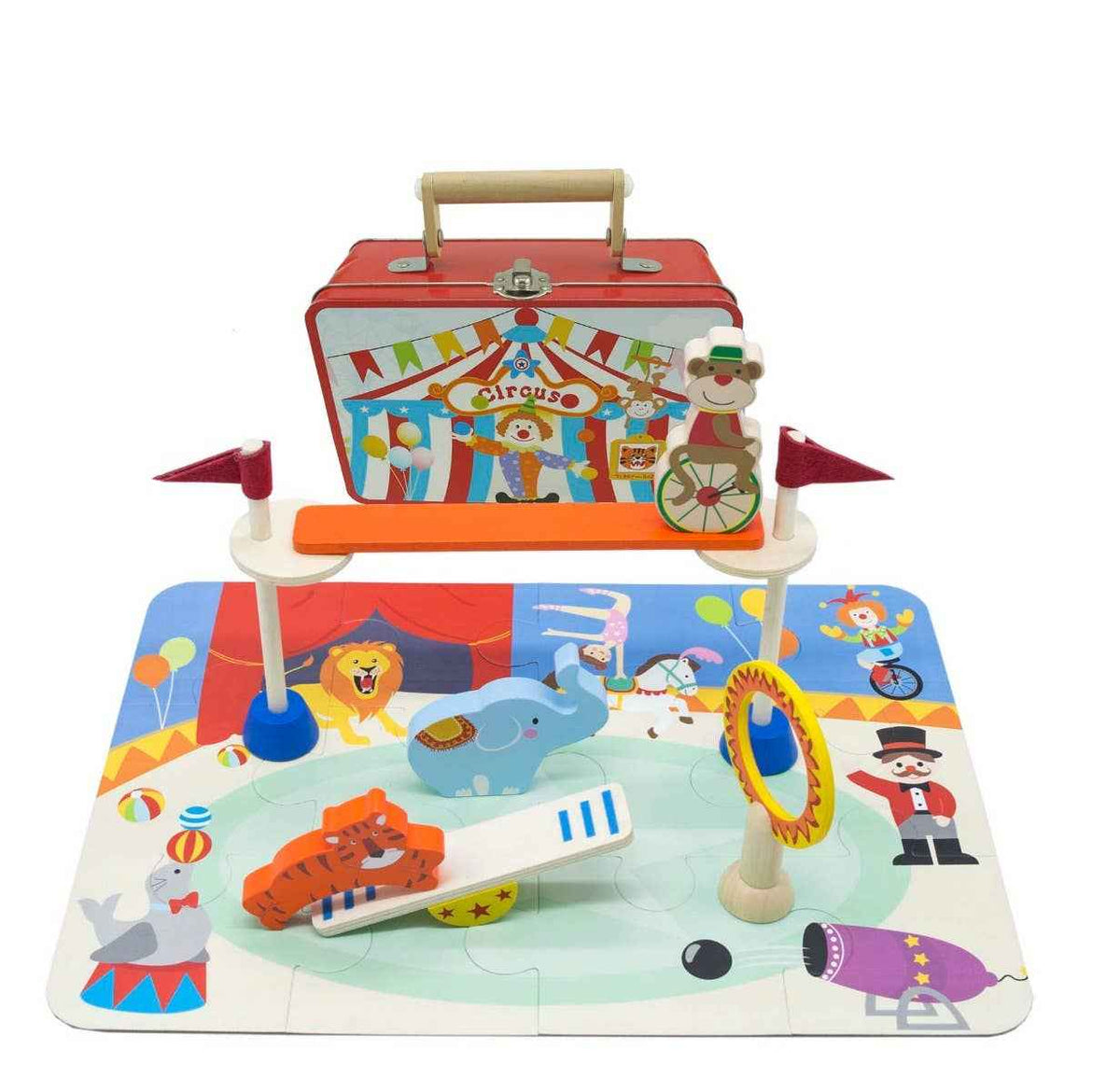 ToysLink - Circus Playset With Puzzle In Tin - Ages 2+
