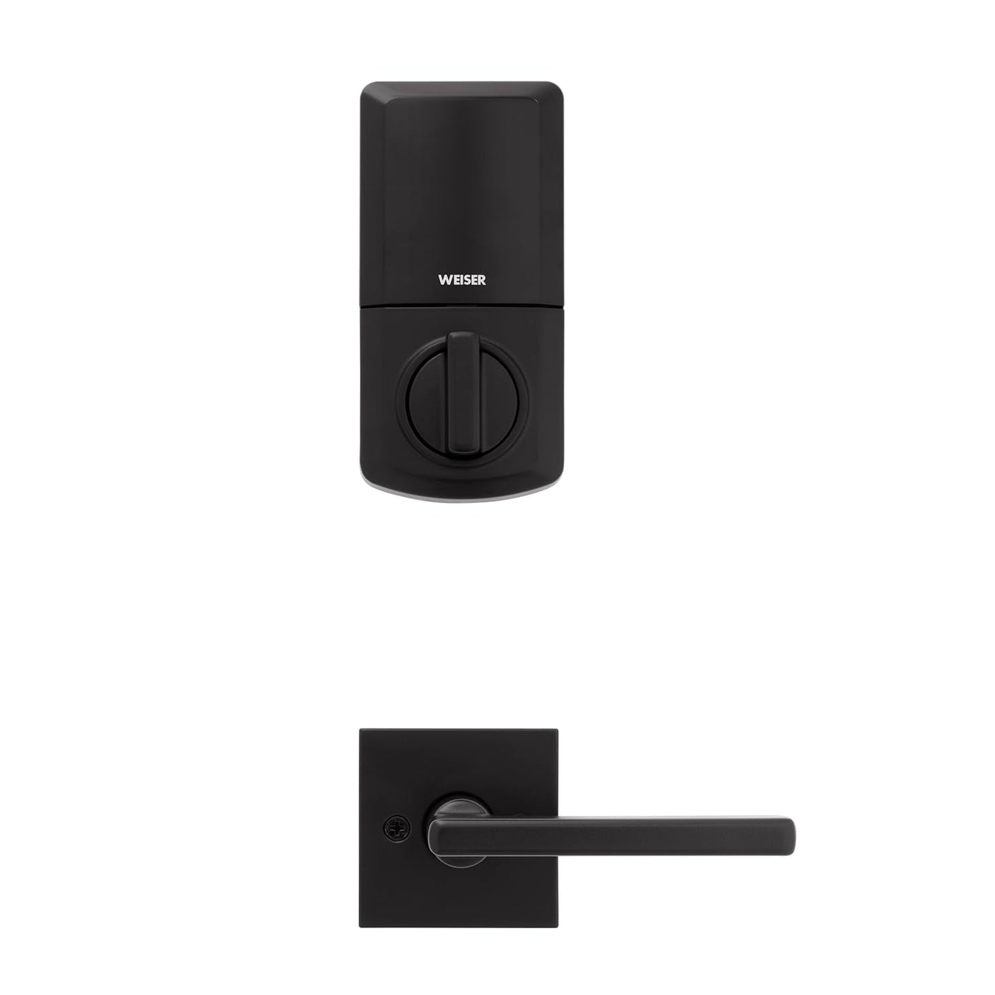 Weiser Matte Black Front Door Lock and Handle Set, SmartCode Keypad Door Lock with San Clemente Handleset & Halifax Interior Door Handle, Keyless Entry Door Lock, Front Door Handles with Deadbolt Lock ๐ All In One Marketplace Canada