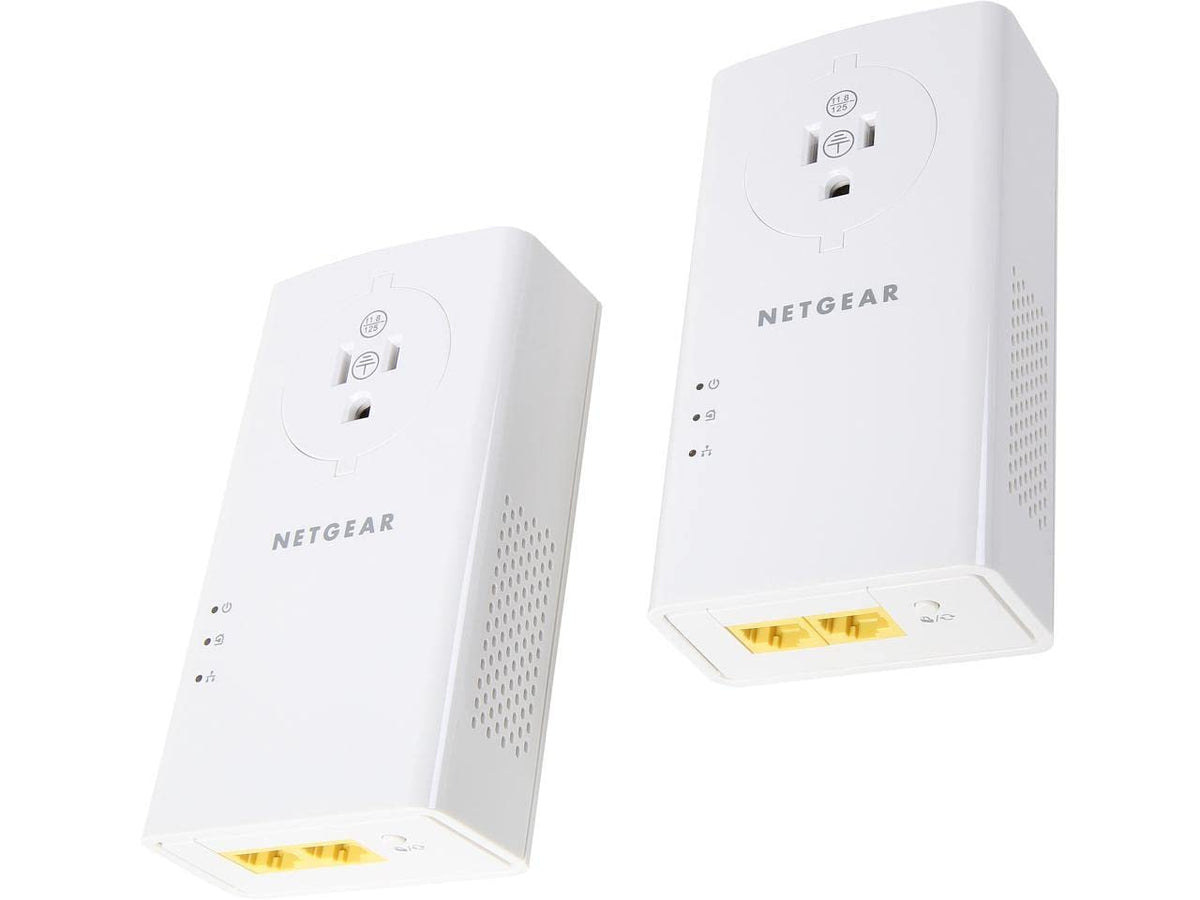 NETGEAR Powerline Adapter Kit, 2000 Mbps Wall-Plug, 2 Gigabit Ethernet Ports with Passthrough + Extra Outlet (PLP2000-100PAS) ๐ All In One Marketplace Canada