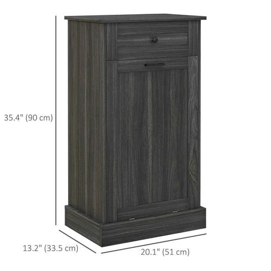 Charcoal Grey Tilt-Out Trash Bin Cabinet โ Freestanding Kitchen Recycling Cabinet with Drawer (United States & Canada Delivery Only)