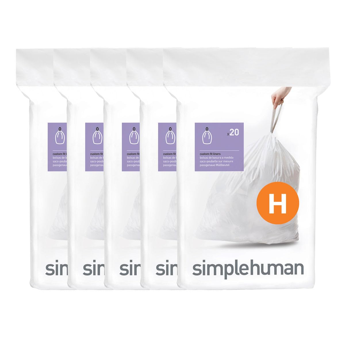simplehuman Code H 100 Count, Dispenser Pack Custom Fit Liners, Drawstring Trash Bags, 30-35L / 8-9 Gallons, White π All In One Marketplace Canada
