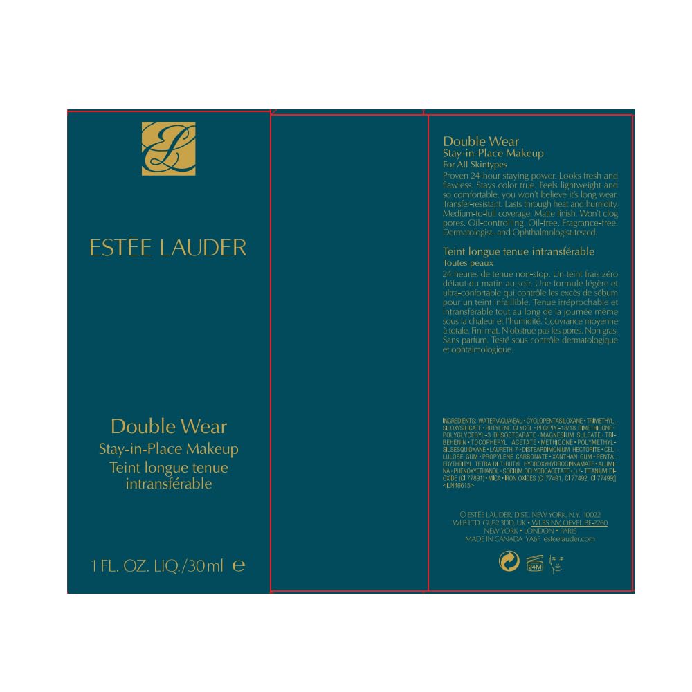 Estée Lauder Double Wear Stay-in-Place 24-Hour Long-Wear Matte Foundation, 30 ml, 1N0 Porcelain 🍁 All In One Marketplace Canada