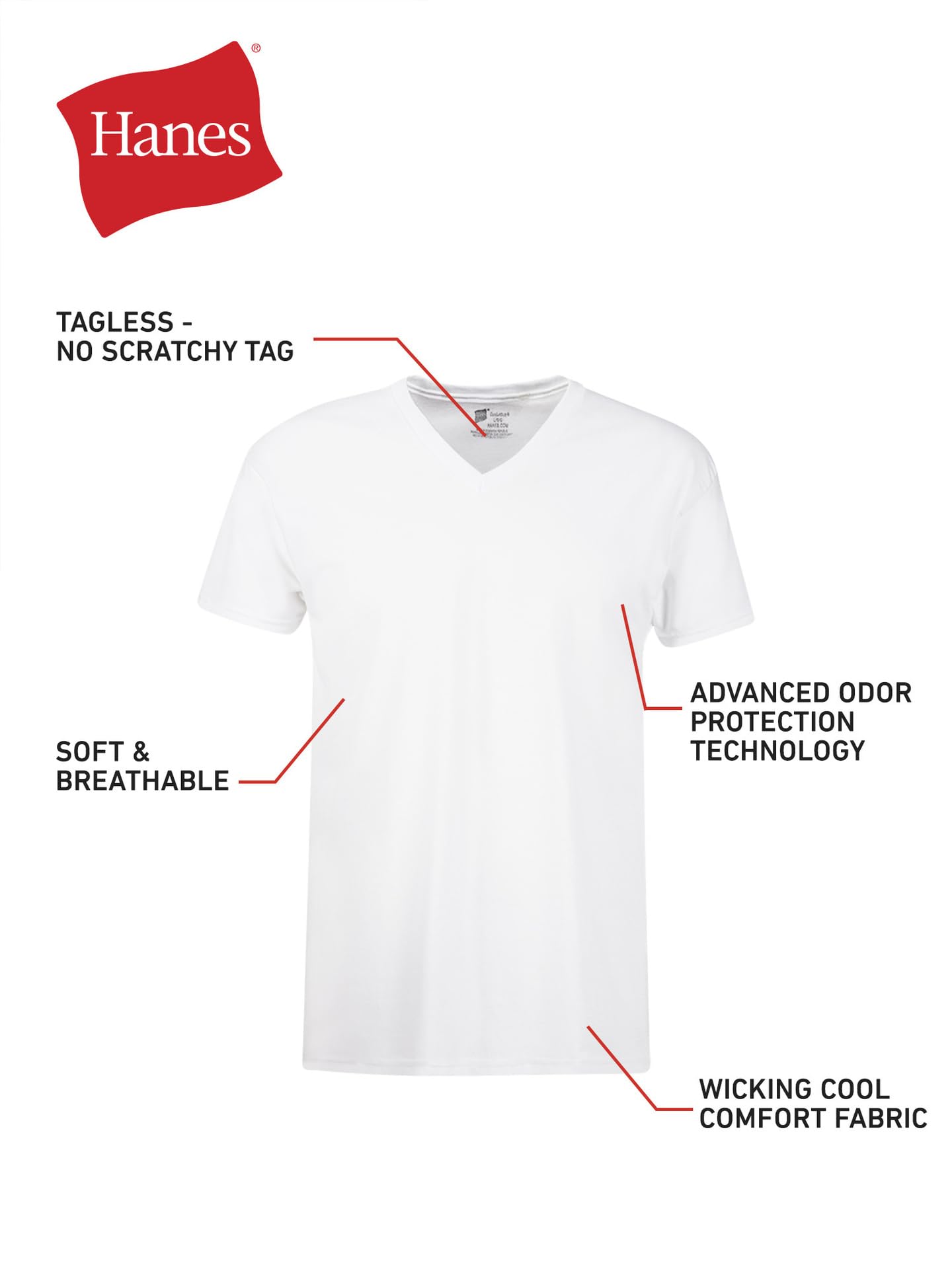 Hanes Men's ComfortSoft 4 Pack FreshIQ Cotton V-Neck T-Shirt, White, Large ๐ All In One Marketplace Canada