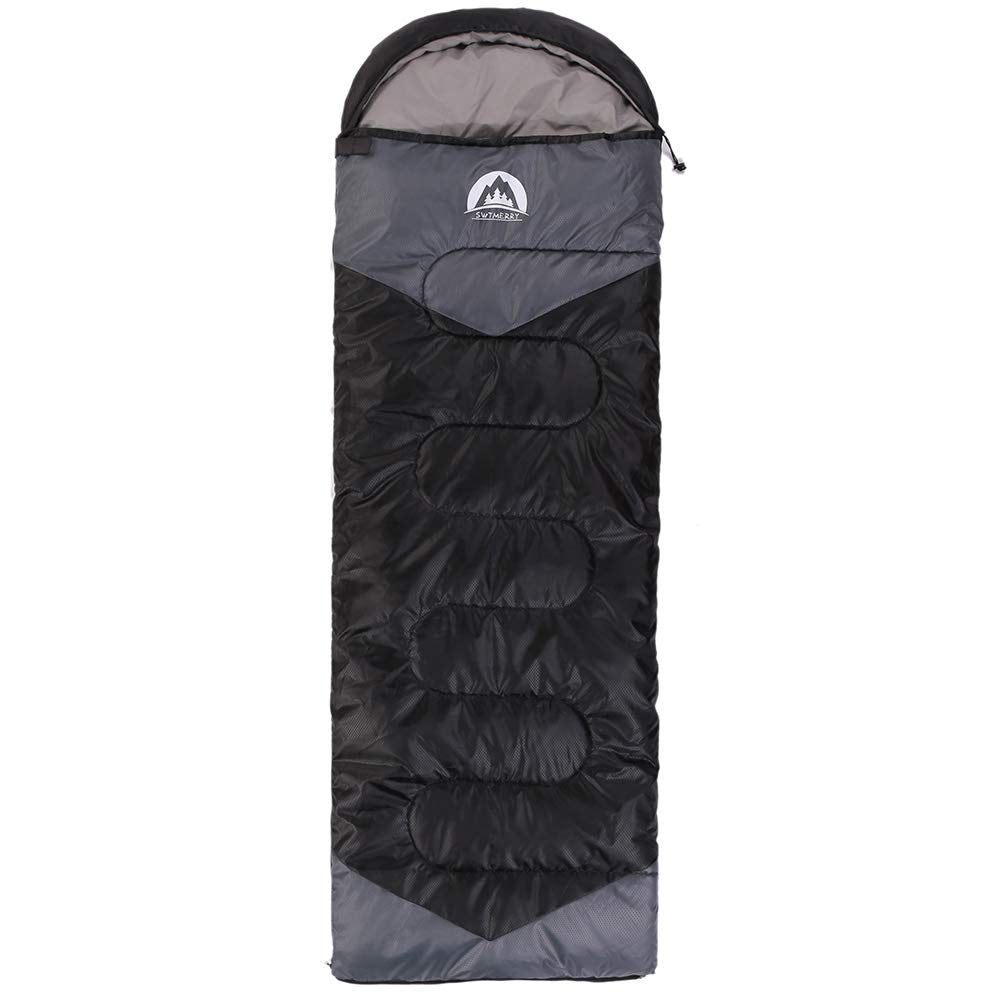 Sleeping Bag 3 Seasons (Summer, Spring, Fall) Warm & Cool Weather - Lightweight,Waterproof Indoor & Outdoor Use for Kids, Teens & Adults for Camping Hiking, Backpacking and Survival (Black Grey) 🍁 All In One Marketplace Canada