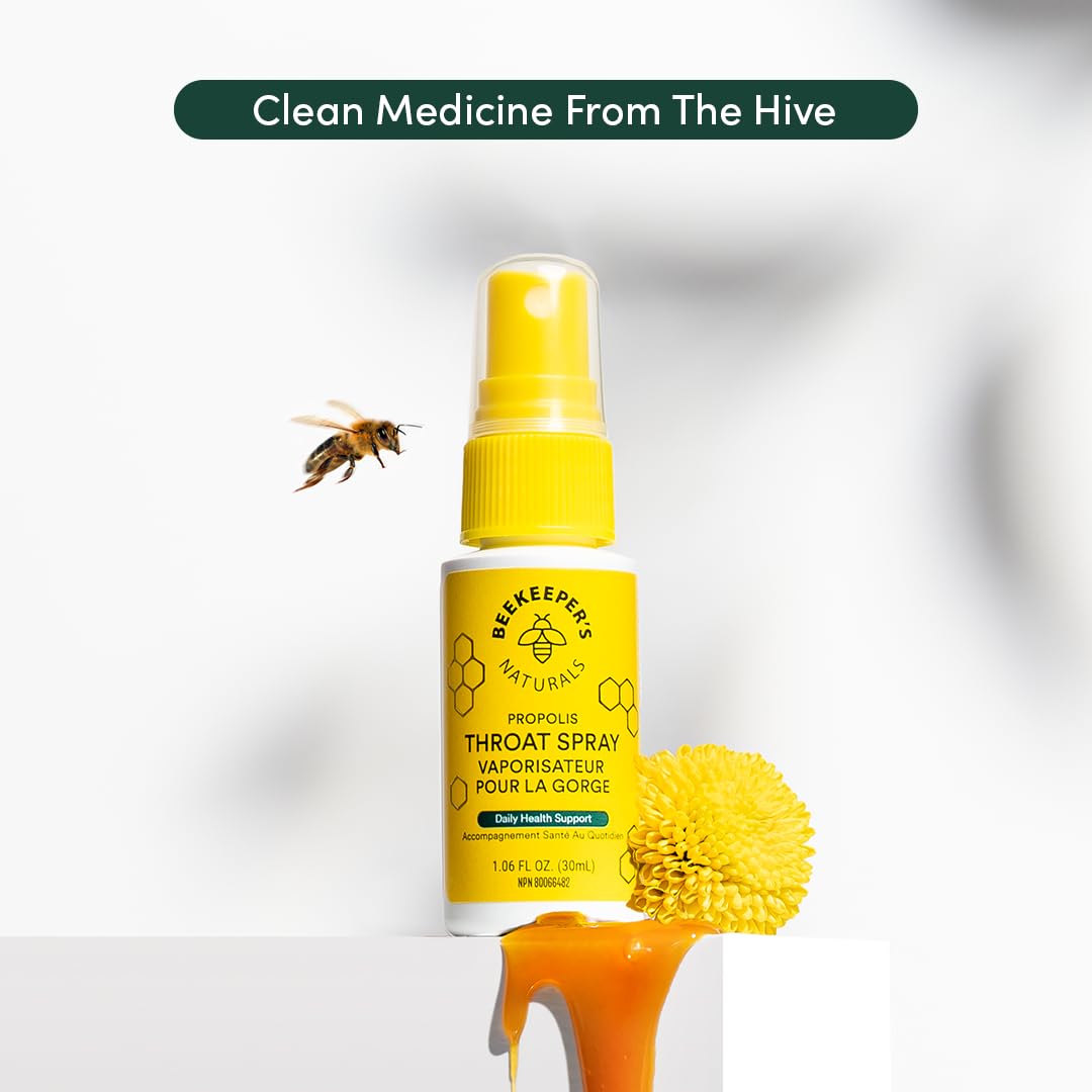 BEEKEEPER'S NATURALS Propolis Throat Spray - 85mg Bee Propolis Extract - Natural Immune Support, Sore Throat Relief & Antioxodant Support - Antioxidants, Keto, Paleo, Gluten-Free (1.06 oz) ๐ All In One Marketplace Canada