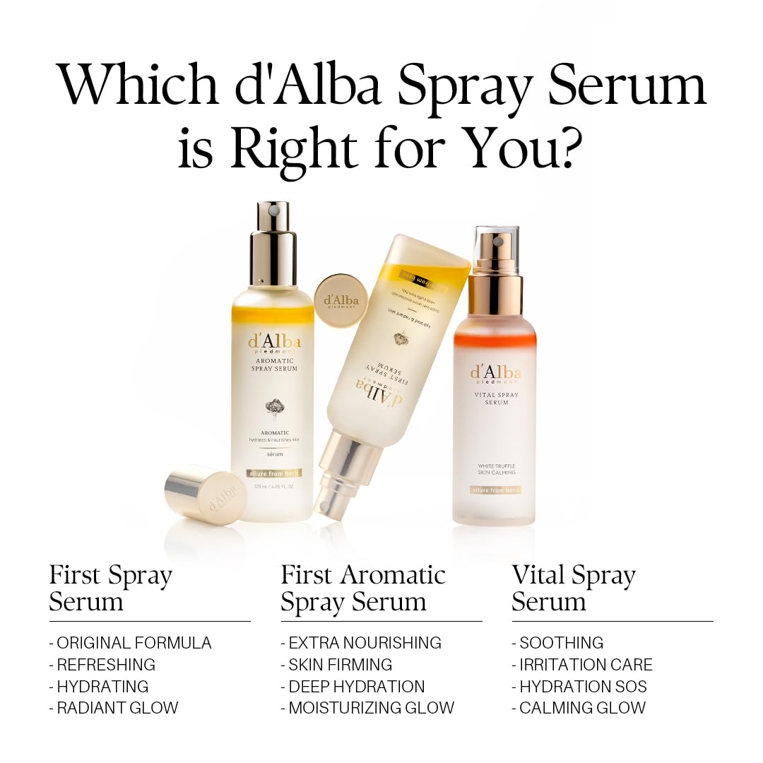 d'alba Piedmont Italian White Truffle First Spray Serum, Vegan Skin Care, Hydrating Face Moisturizer, Glow Serum for Radiant Skin, Non Comedogenic, All In One Mist, Korean skincare, 50ml 🍁 All In One Marketplace Canada