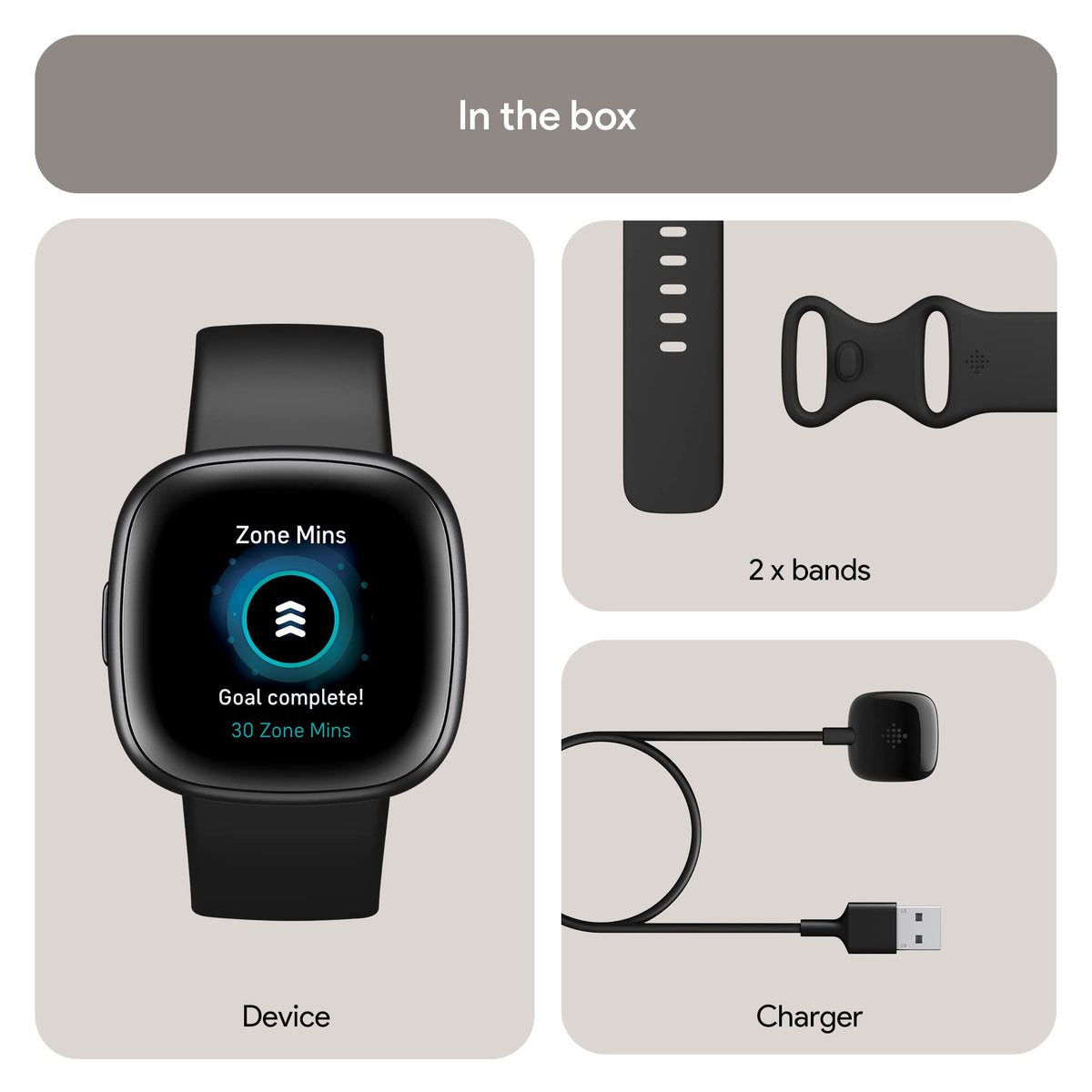 Google Fitbit Versa 4 Fitness Smart Watch for Men and Women with Daily Readiness, Gps, 24/7 Heart Rate, 40+ Exercise Modes, Sleep Tracking and More, Black/graphite, One Size (S and L Bands Included ๐ All In One Marketplace Canada