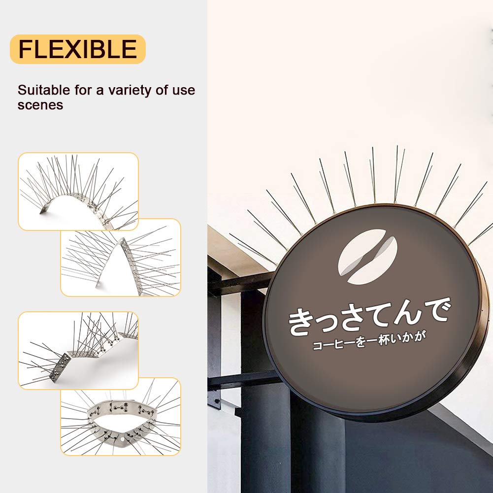 OFFO Bird Spikes with Stainless Steel Base, Durable Bird Repellent Spikes Arrow Pigeon Spikes Fence Kit for Deterring Small Bird, Crows and Woodpeckers, Covers 3.4 Feet(1.04m) ๐ All In One Marketplace Canada