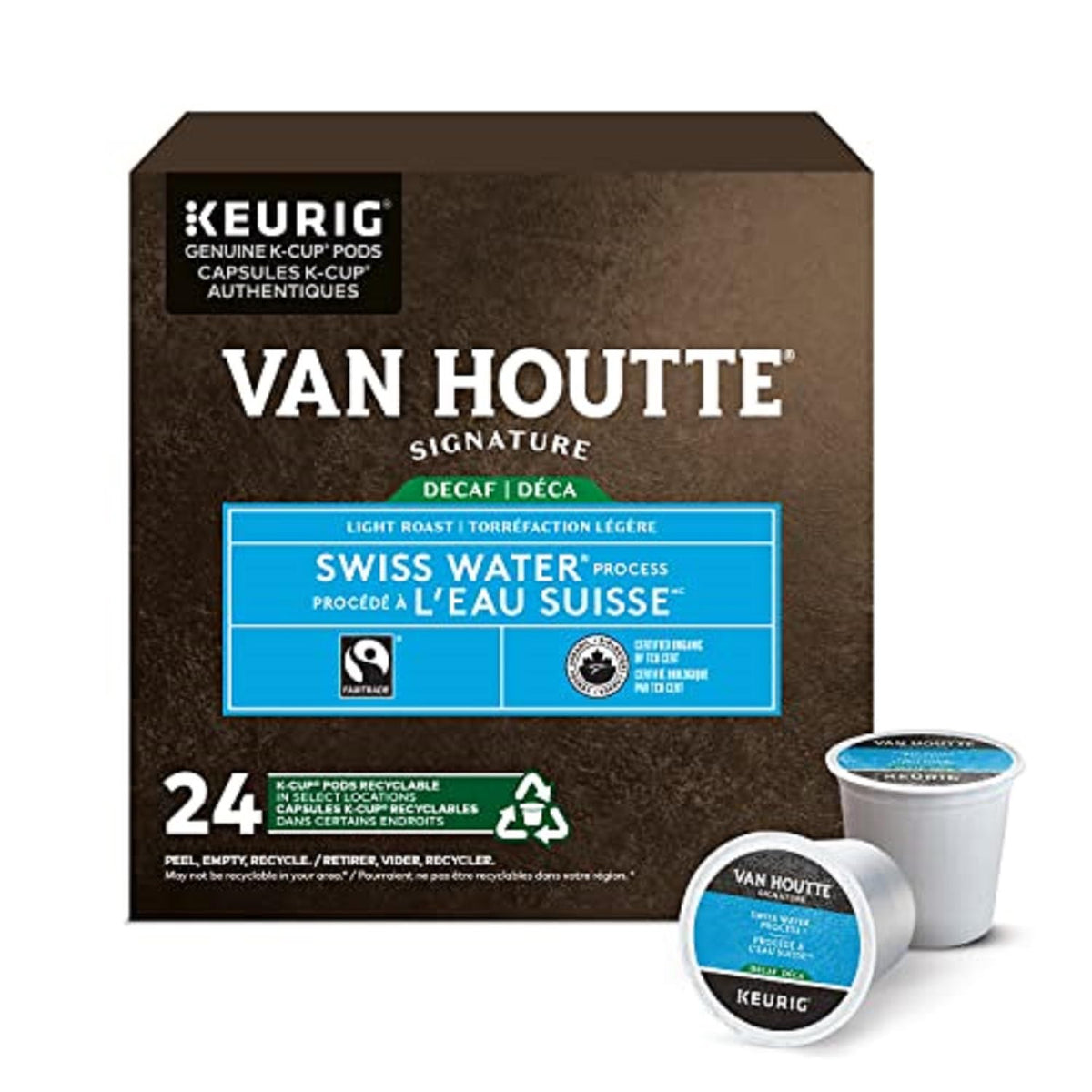 Van Houtte Swiss Water Decaf Fair Trade Organic K-Cup Coffee Pods, 24 Count For Keurig Coffee Makers ๐ All In One Marketplace Canada