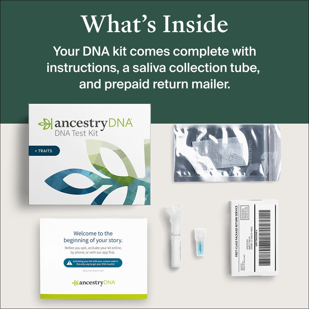 AncestryDNA + Traits Genetic Test Kit: Personalized Genetic Traits, DNA Ethnicity Test, Find Relatives, Family History, 2600 Regions, Ancestry Reports ๐ All In One Marketplace Canada