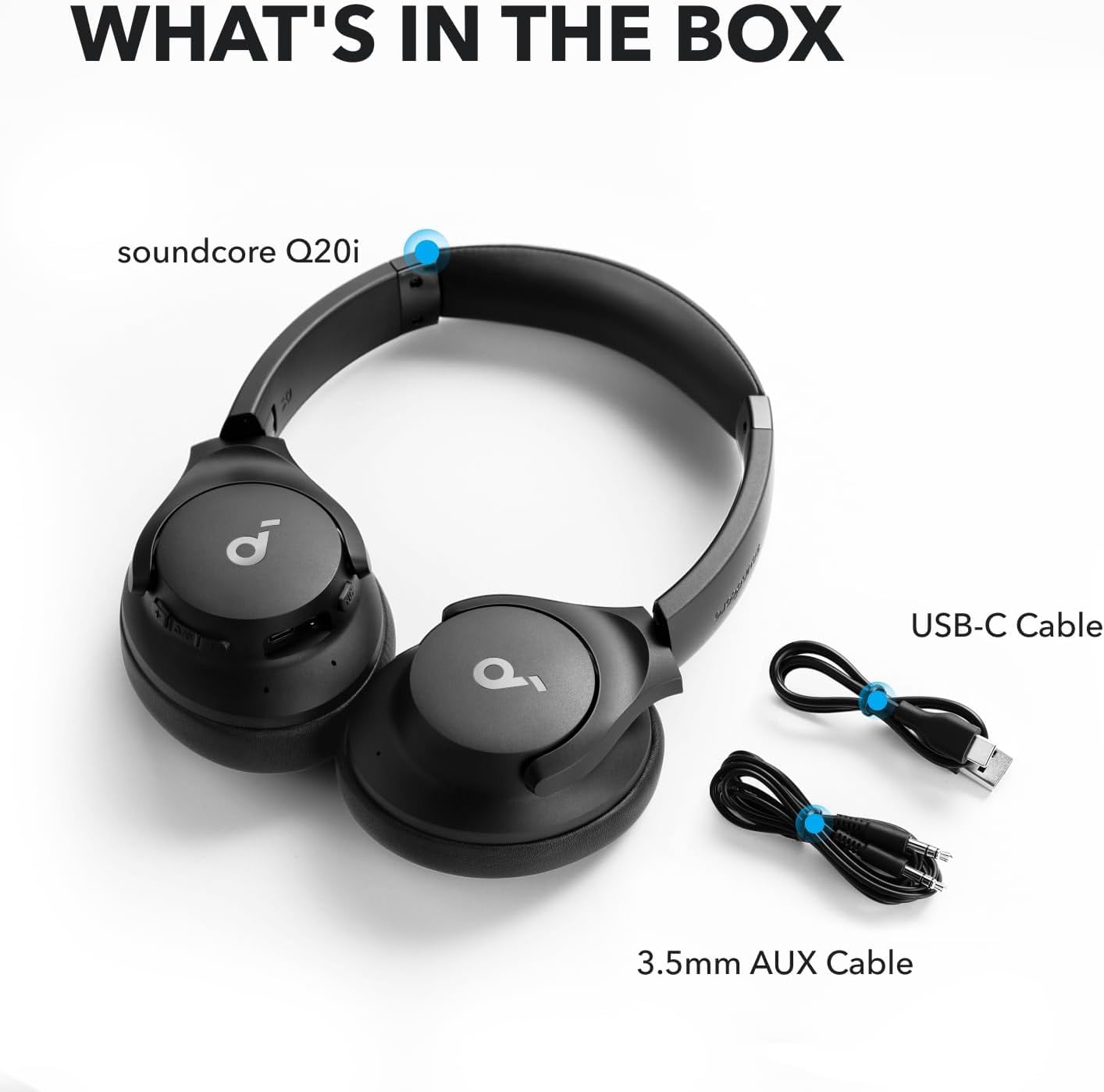 soundcore by Anker Q20i Hybrid Active Noise Cancelling Headphones, Wireless Over-Ear Bluetooth, 40H Long ANC Playtime, Hi-Res Audio, Big Bass, Customize via an App, Transparency Mode, Ideal for Travel ๐ All In One Marketplace Canada