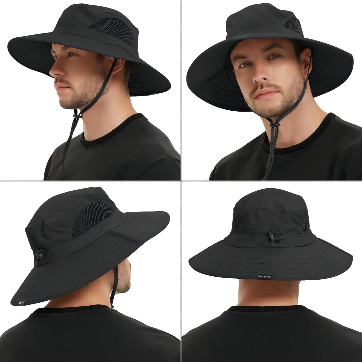 EINSKEY Sun Hat for Men/Women, Waterproof Wide Brim Bucket Hat UV Protection Boonie Hat for Fishing Hiking Garden Beach Black 🍁 All In One Marketplace Canada
