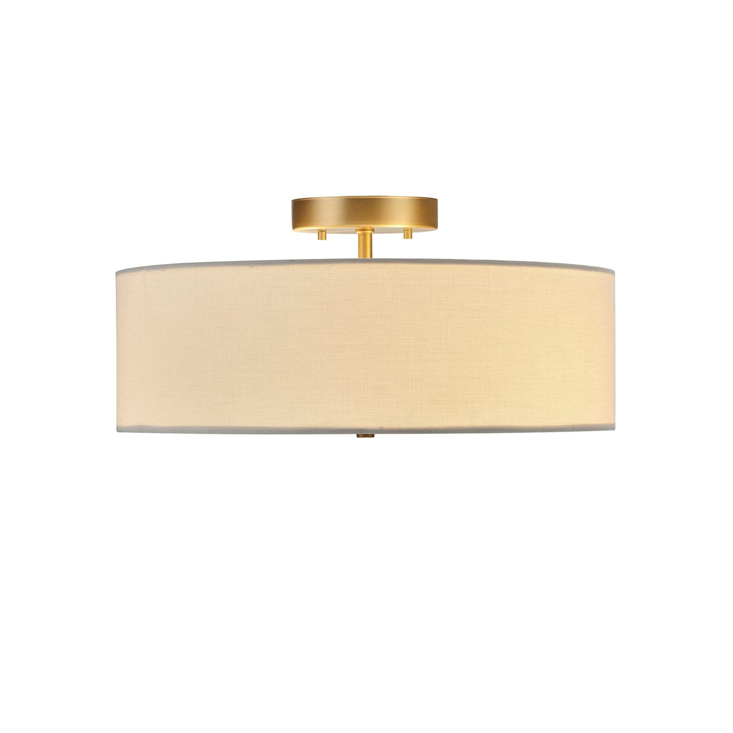 Globe Electric 60998 Kyle 2-Light Flush Mount Ceiling Light, Matte Brass, White Linen Shade ๐ All In One Marketplace Canada
