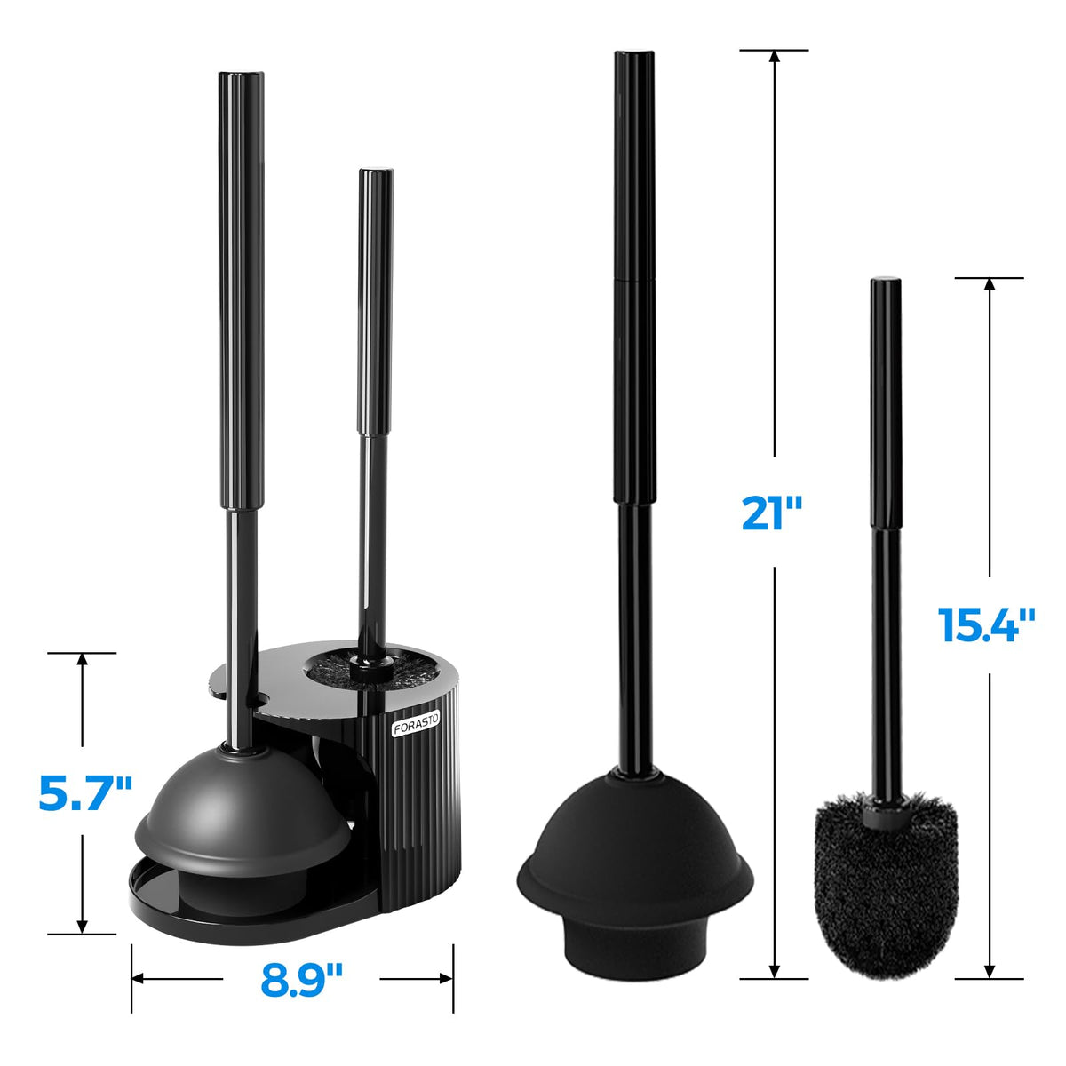 FORASTO 2 in 1 Toilet Brush and Plunger Set, Extended Handle, Bathroom Cleaning Tools, Toilet Bowl Brush and Plungers Combo, Bathroom Cleaning Supplies, Charcoal ๐ All In One Marketplace Canada