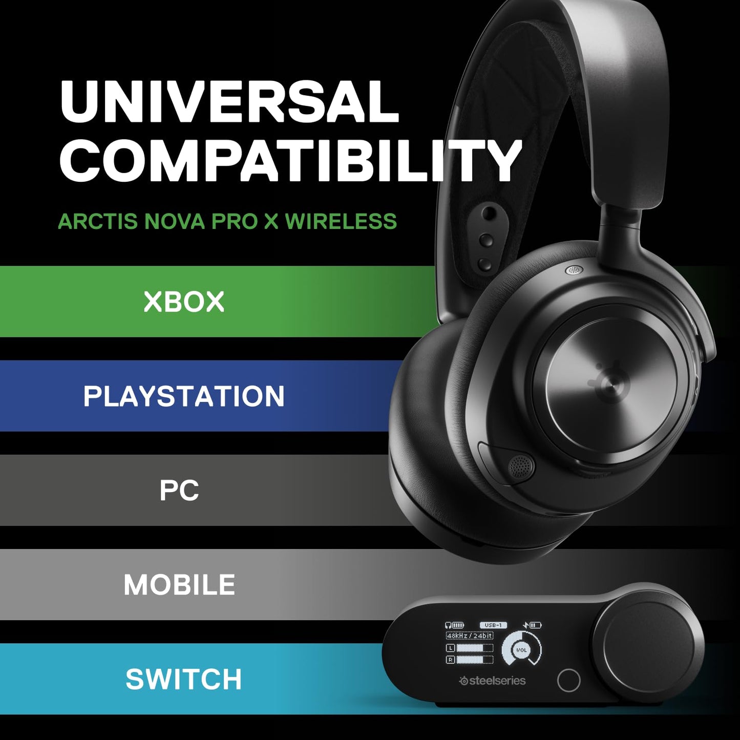 SteelSeries Arctis Nova Pro Wireless Xbox Multi-System Gaming Headset - Premium Hi-Fi Drivers - Active Noise Cancellation Infinity Power System - Stealth Mic - Xbox, PC, PS5, PS4, Switch, Mobile ๐ All In One Marketplace Canada