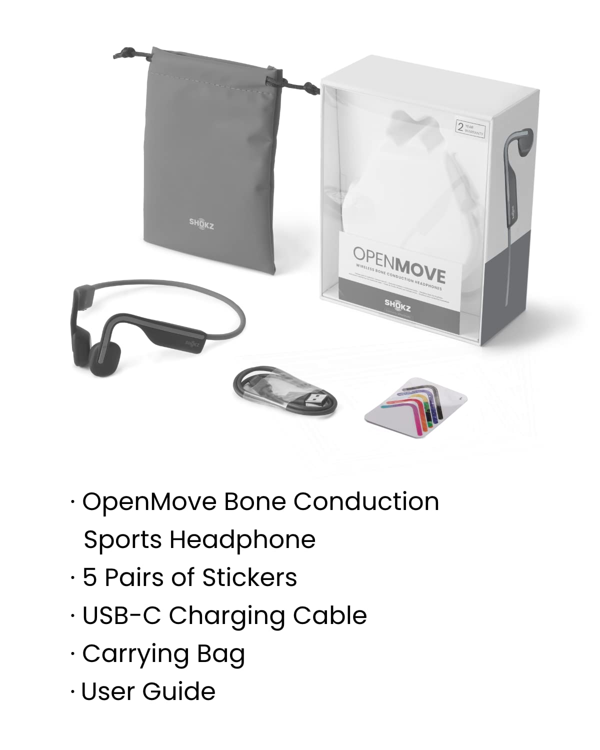 Shokz (AfterShokz) OpenMove - Open-Ear Bluetooth Sport Headphones - Bone Conduction Wireless Earphones - Sweatproof for Running and Workouts, with Sticker Pack (Grey) ๐ All In One Marketplace Canada