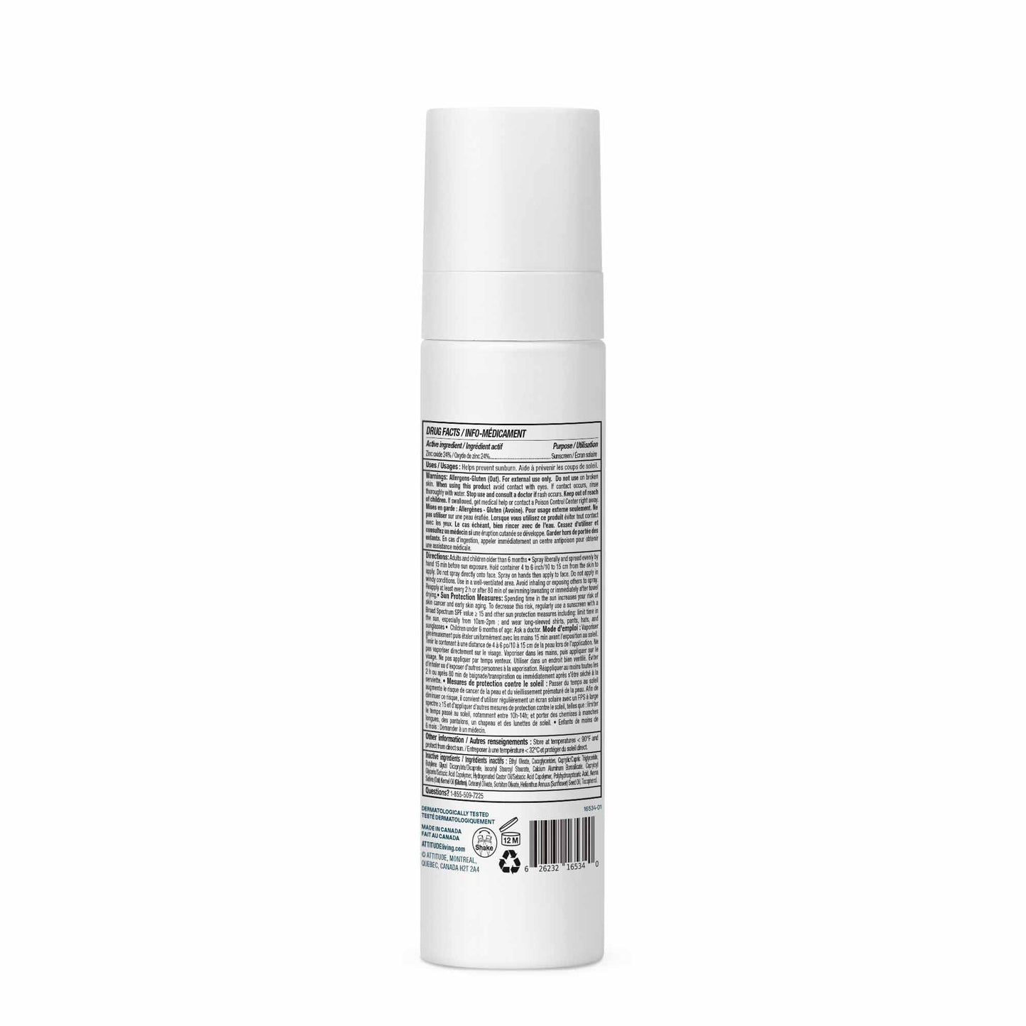 ATTITUDE Sensitive Skin Mineral Sunscreen Lightweight Lotion SPF 50, Broad Spectrum Zinc Oxide, EWG Verified, Mineral-Based, Non-Nano, Water-Resistant 80 Minutes, Non-Greasy for Face & Body, Vegan, Unscented, 80 grams ๐ All In One Marketplace Canada