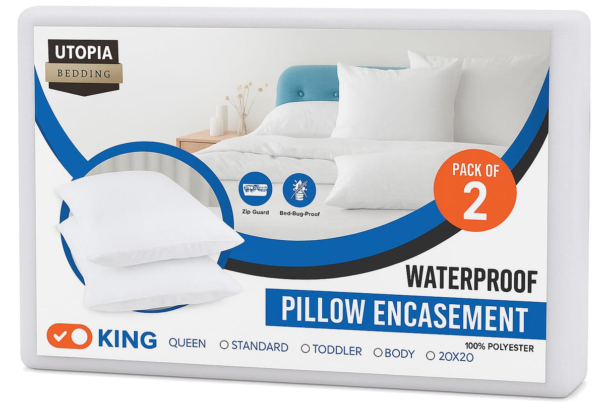 Utopia Bedding Waterproof Pillow Protectors Zippered King Size (2 Pack, White), Zippered Pillowcases, Bed Bug Proof Pillow Encasement Covers 20 x 38 Inches ๐ All In One Marketplace Canada