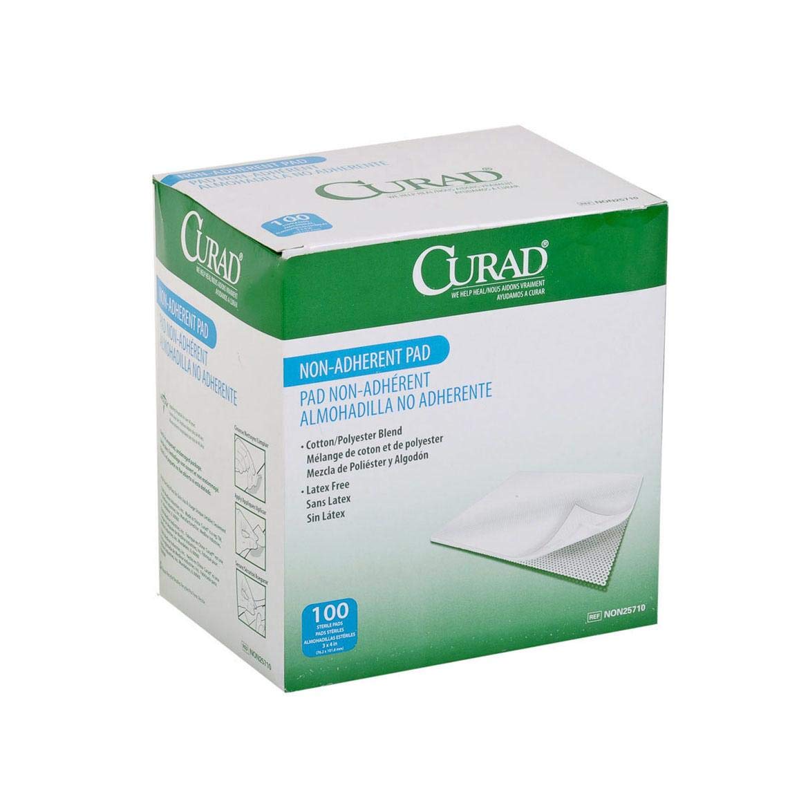 Curad Medline Curad Sterile Non-Adherent Pads (Pack of 100) for Gentle Wound Dressing and Absorption Without Sticking, White ๐ All In One Marketplace Canada