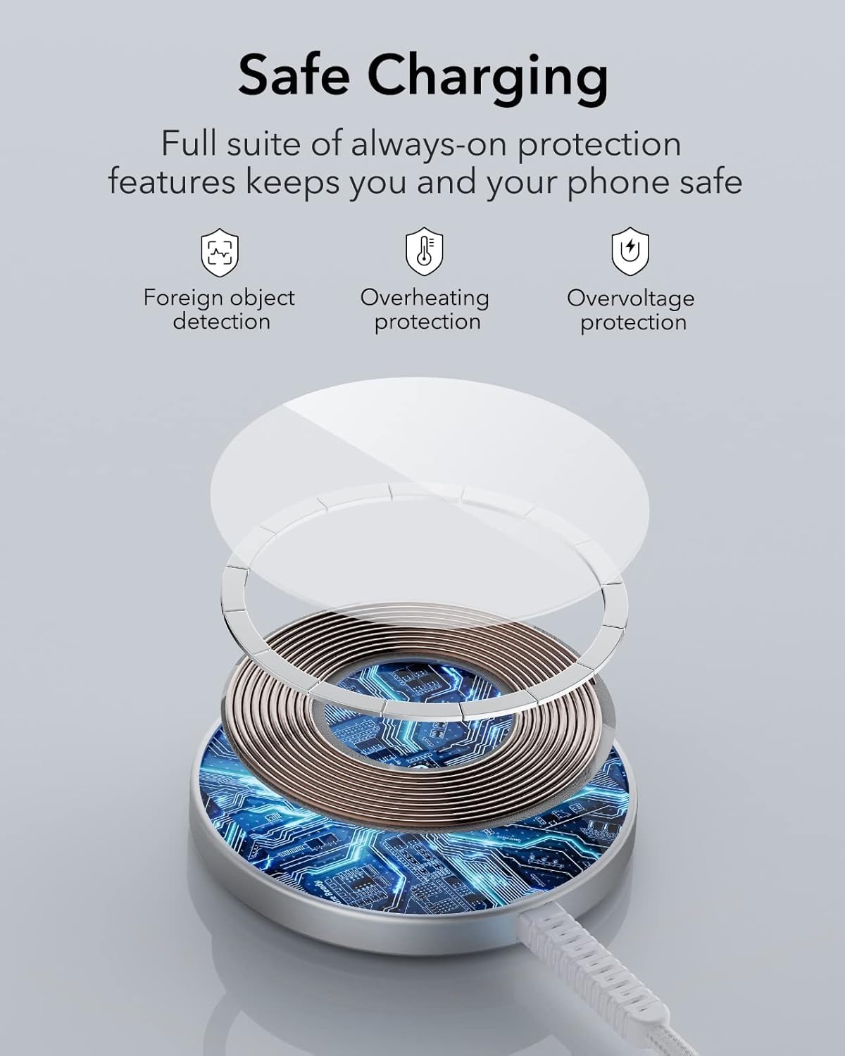 ESR Wireless Charger 15W with MagSafe, Compatible with iPhone 17/16/15/14/13/12 Series, MagSafe Accessories, Strong Magnetic Lock, Durable TPE Cable, 2 Pack, Silver ๐ All In One Marketplace Canada