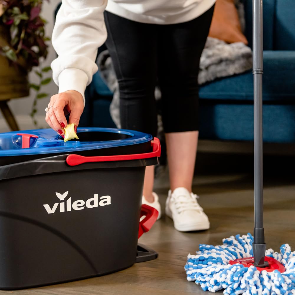 Vileda RinseClean Spin Mop & Bucket System | 2-Tanks Separate Clean and Dirty Water | Machine Washable and Reusable Microfibre Mop Head Replacement | Hands-Free Wringing Bucket ๐ All In One Marketplace Canada
