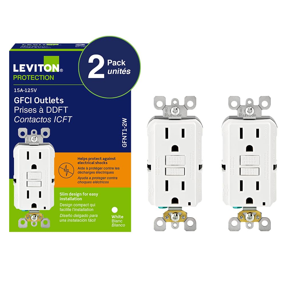 Leviton GFCI 2-Pack, 15 Amp Non Tamper Resistant Receptacle, Smartlock Pro Duplex, GFNT1-02W, White ๐ All In One Marketplace Canada