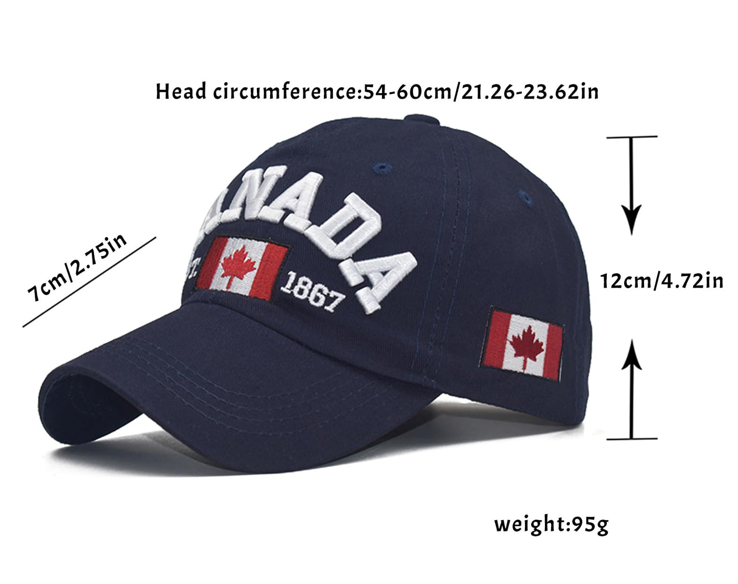 Navy Blue and Red Canada Baseball Cap for Men Women, Canada Day Maple Leaf Flag Embroidered Adjustable Dad Hat Golf Cap Sport Outdoor Fitted Plain Cap ๐ All In One Marketplace Canada