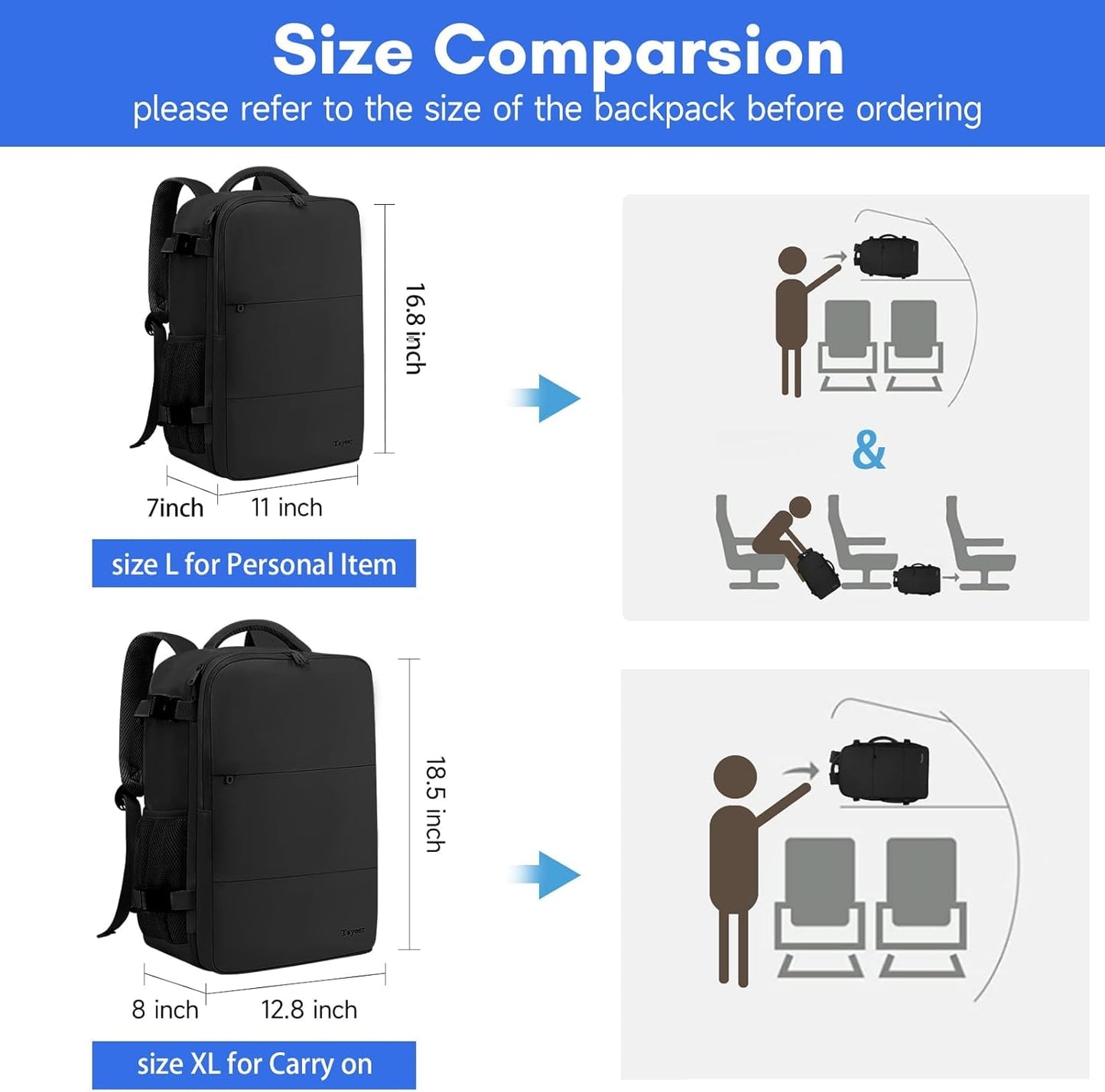 Travel Laptop Backpack, Airplane Approved Travel Backpack Suitcase For Men Women, Lightweight College 35l Luggage Bag 15.6 inch Laptop Backpack Gifts For Casual Business, Black ๐ All In One Marketplace Canada