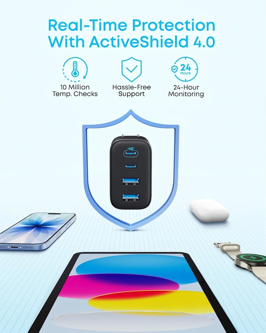 Anker Zolo USB C Charger Block, 2-Pack 4-Port Wall Adapter with 50W Max Output, 2 USB-C and 2 USB-A, Compact and Stable Design, for iPhone 17/16 Series, MacBook, iPad, Pixel, Galaxy, and More (Black) ๐ All In One Marketplace Canada