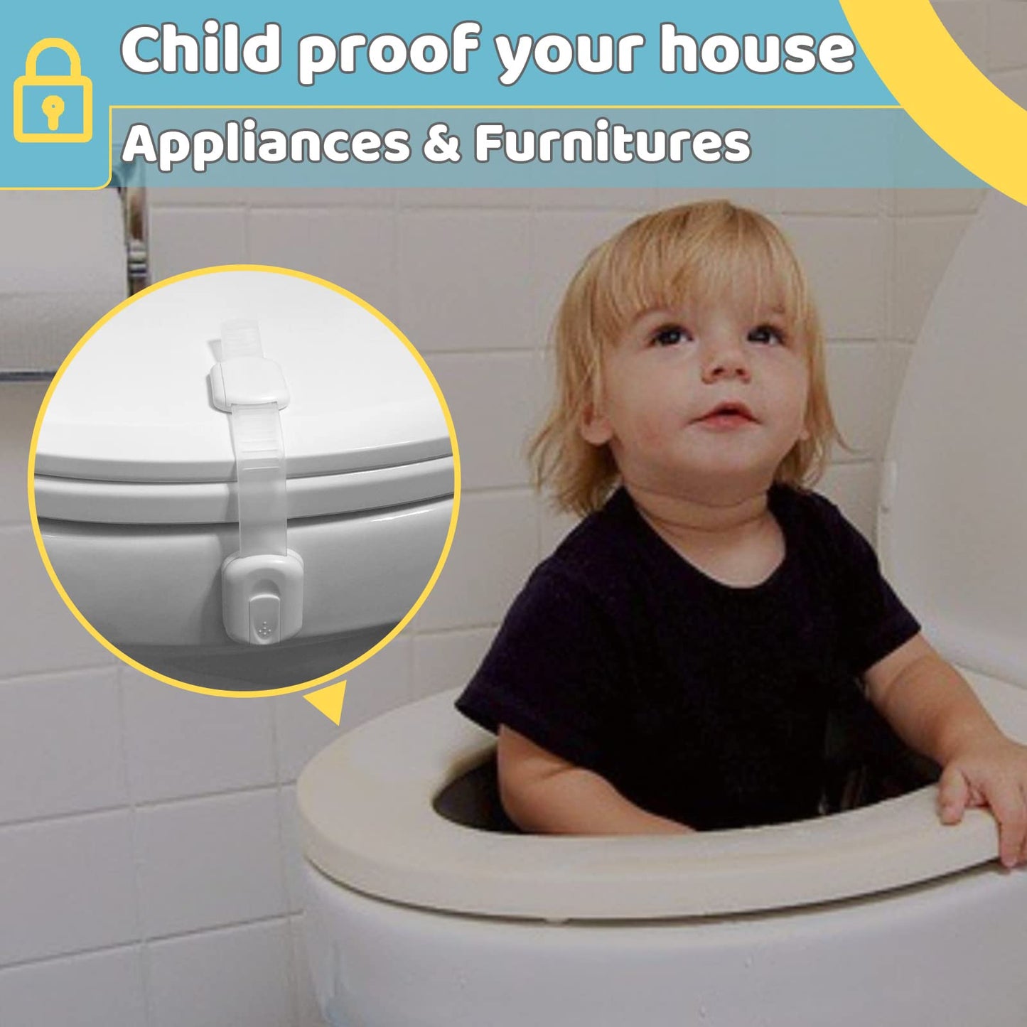 4our Kiddies 14 Pack Baby Proof Cabinet Latches, Childproof Drawer Latches with 12 Extra 3M Adhesives, Adjustable No Drilling Child Safety Cabinet Strap Locks, Baby Drawer Locks for Kids Baby Safety ๐ All In One Marketplace Canada