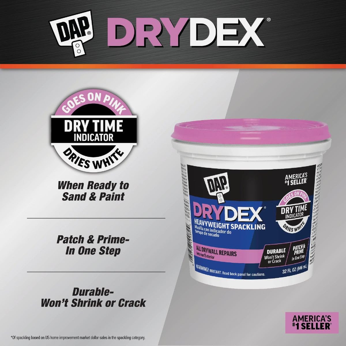 DAP 12328 DryDex Spackling Interior/Exterior, 1/2-Pint ๐ All In One Marketplace Canada