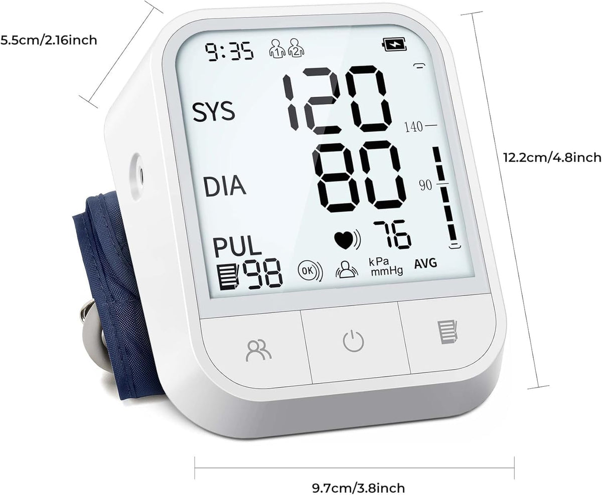 Blood Pressure Monitor Blood Pressure Machine Automatic Upper Arm Adjustable Cuff with Large Backlit Display, 2 * 99 Memory Blood Pressure Monitors for Home Use with Storage Bag ๐ All In One Marketplace Canada