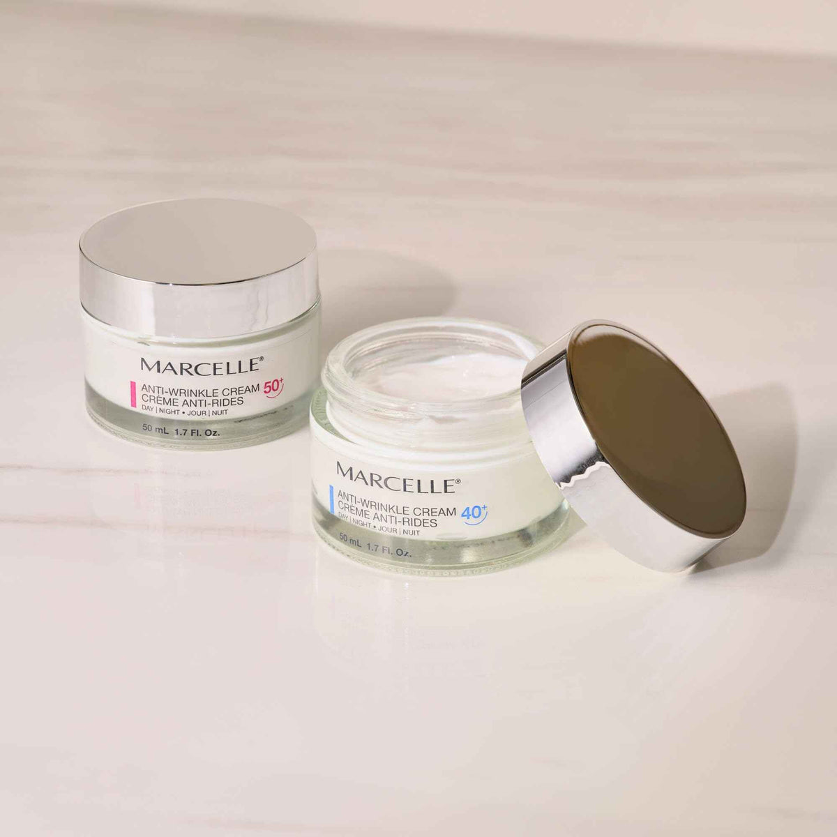 Marcelle Anti-Wrinkle Cream 50+, Day & Night, Anti-Aging Cream, Reduces Fine Lines & Wrinkles, 24H Hydration, Fragrance-Free, Hypoallergenic, Cruelty-Free, 50 mL ๐ All In One Marketplace Canada