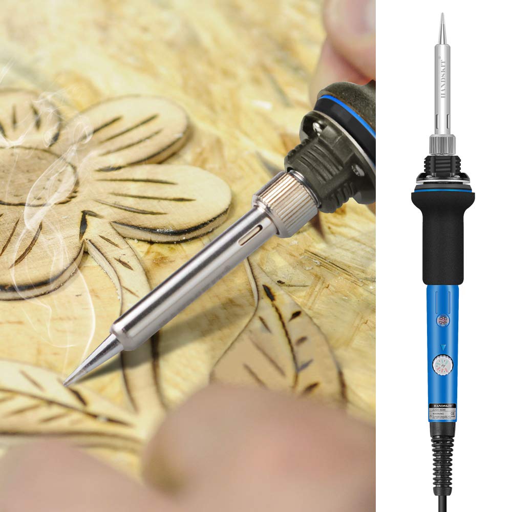 HANDSKIT Soldering Iron Kit, 60W Adjustable Temperature Welding Tool, 5pcs Soldering Iron Tip, Soldering Iron Stand, Desoldering Pump, Tweezers, Solder Wire, Carry Bag ๐ All In One Marketplace Canada