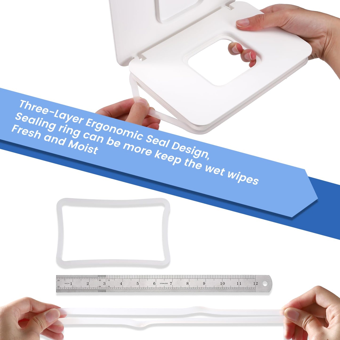 Lijroavy Baby Wipes Dispenser, Baby Wipe Holder for Fresh Wipes, Non-Slip Wipes Container, Refillable Baby Wipes Case with Sealing Design Lid (white) 🍁 All In One Marketplace Canada