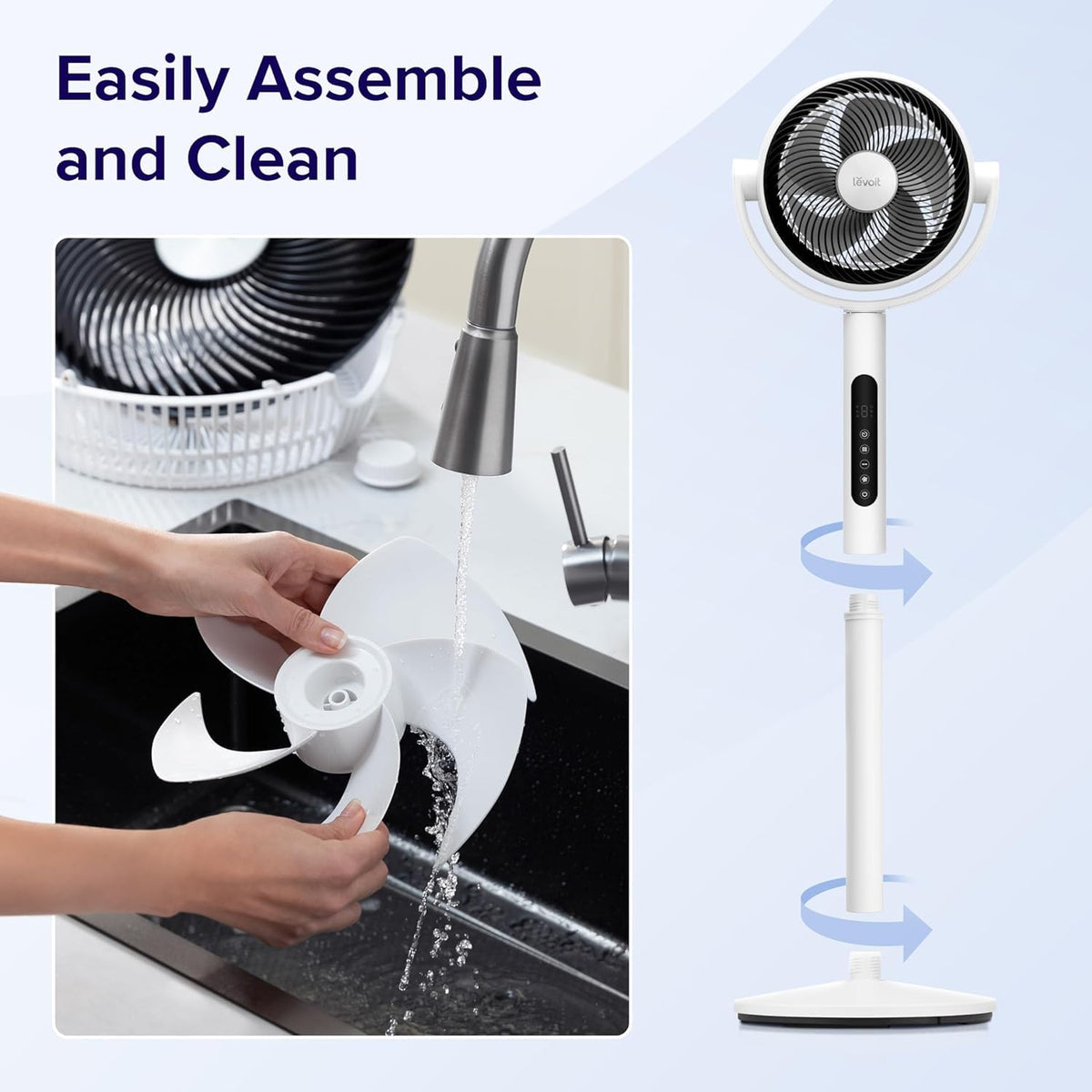 Levoit Standing Fan for Bedroom, CirculAir 120ยฐ Oscillating, Quiet 20dB, 9 Speeds, 4 Modes, DC Motor, 2 in 1 Pedestal & Tabletop, 82ft, Remote Control, Sensor, 9H Timer, 908CFM Ultra-High Airflow ๐ All In One Marketplace Canada
