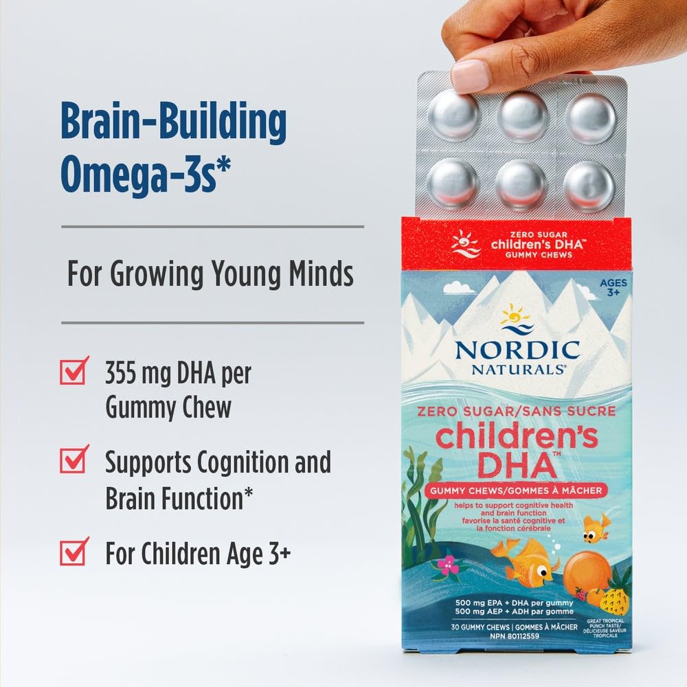 Nordic Naturals Children's DHA Gummies - Chewable Tropical Fruit Gummies Provide Daily Dose of Omega-3s DHA and EPA for Kids, 30 Count ๐ All In One Marketplace Canada