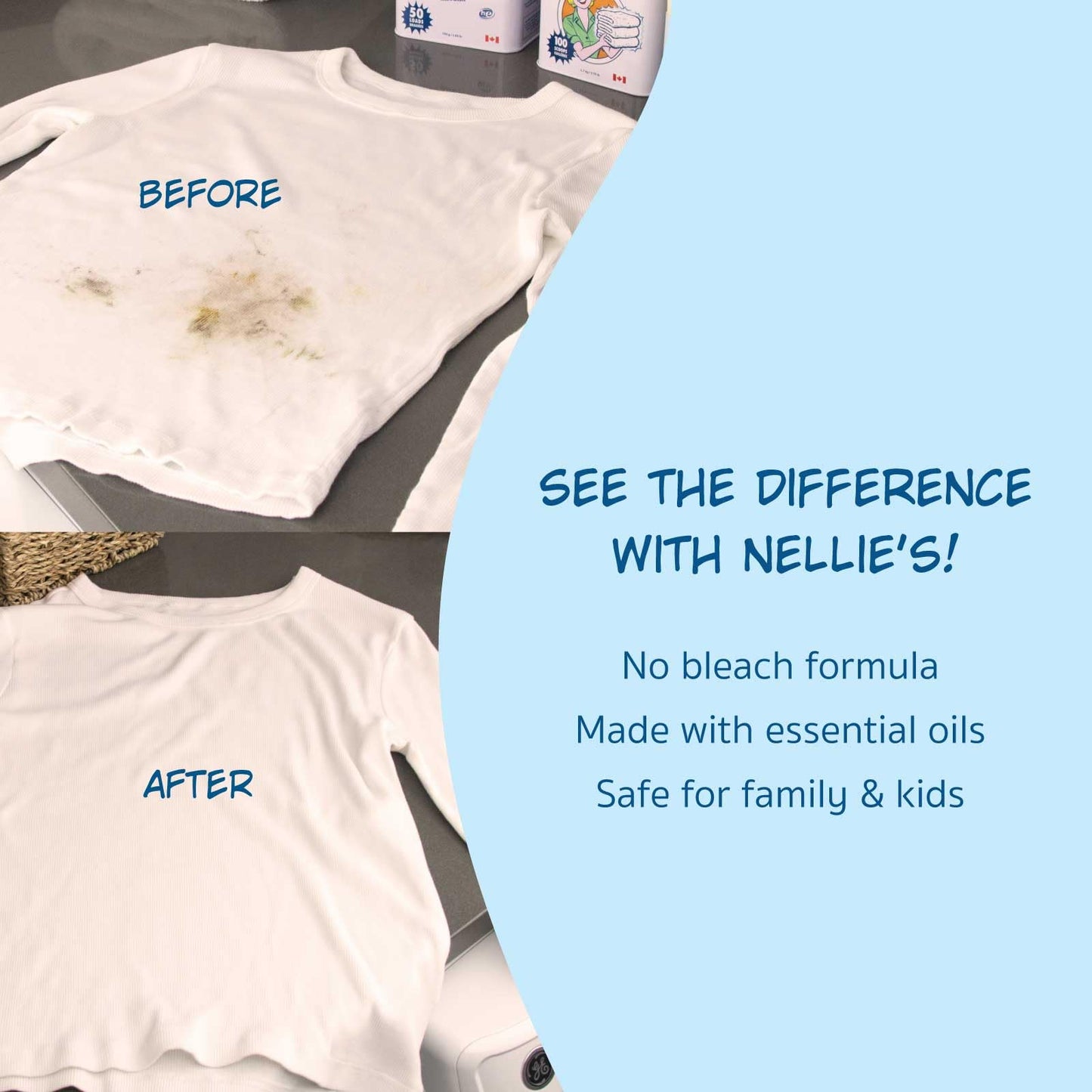 Nellie's Wow Stick - Stain Remover for Fabrics & Clothes - Cleans Grass, Makeup, Wine, Grease, Coffee, Blood and Pet Stains for Fabrics, Laundry, and More - Plant-Based & Eco-Friendly (2.7 oz.) 🍁 All In One Marketplace Canada