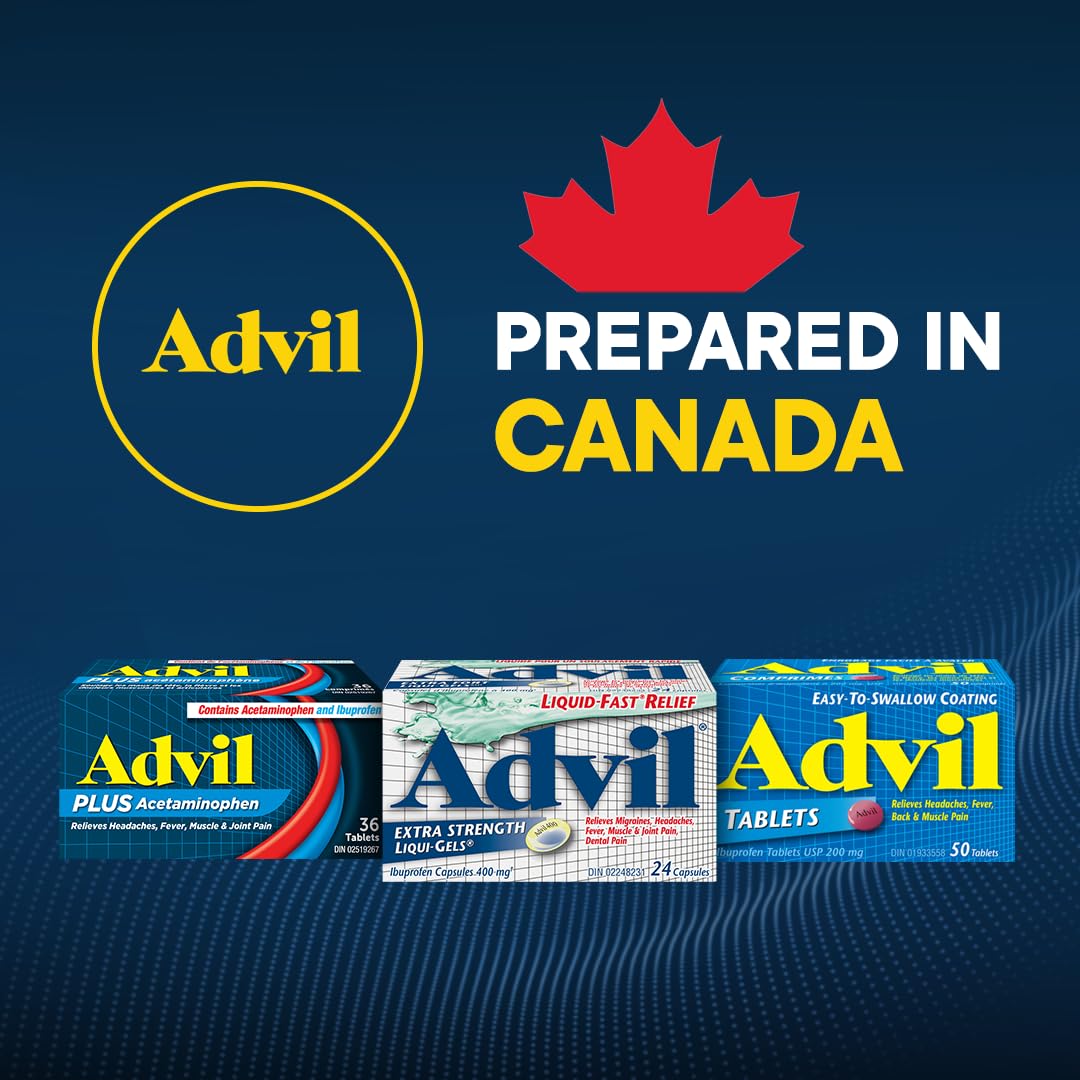 Advil Regular Strength Ibuprofen Pain Relief Liquid-Gels, Fast Acting Pain Relief for Migraine, Arthritis, Back, Neck, Joint, and Muscle Relief, 200mg (72 Count) π All In One Marketplace Canada