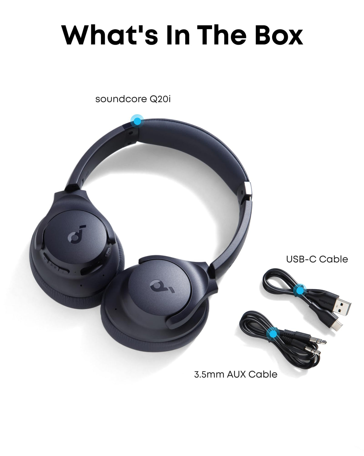 soundcore by Anker Q20i Hybrid Active Noise Cancelling Headphones, Wireless Over-Ear Bluetooth, 40H Long ANC Playtime, Hi-Res Audio, Big Bass, Customize via an App, Transparency Mode, Ideal for Travel ๐ All In One Marketplace Canada