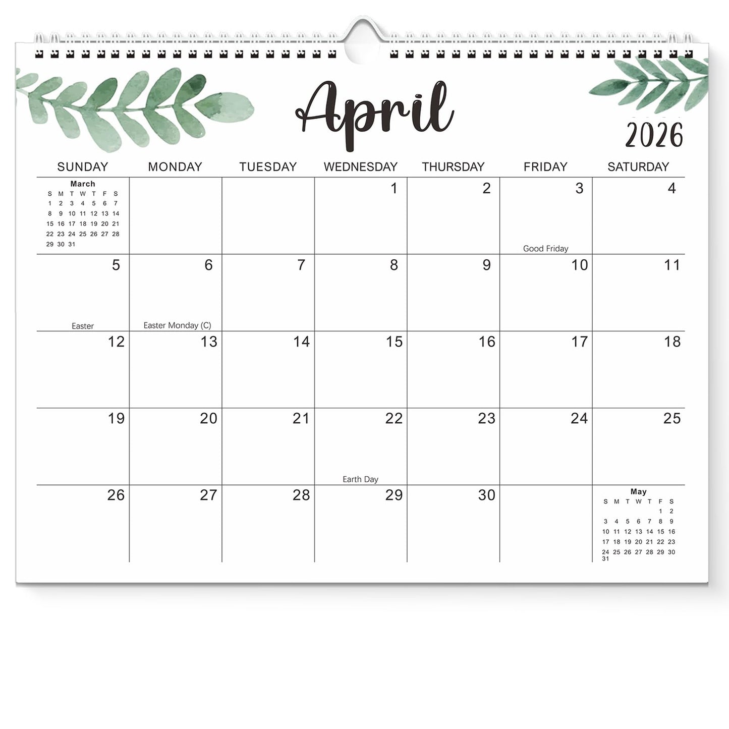 Wall Calendar 2026-2027, 15X12 inch Large Calendar Family Personl Organizer, 21 Months Runs from April 2026 through December 2027, Perfect for Organizing for Office Home (Leaf) ๐ All In One Marketplace Canada