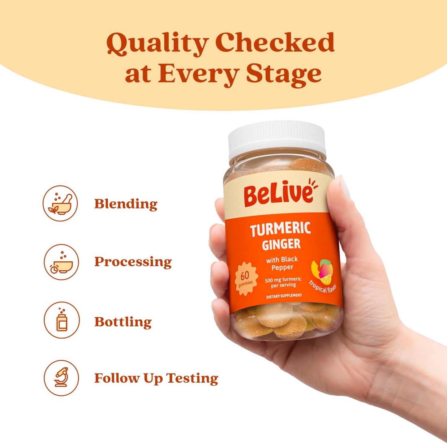 BeLive Turmeric Curcumin with Black Pepper & Ginger - 60 Gummies I Turmeric and Ginger Supplement for Immune Support, Healthy Skin, and Mobility - Tropical Flavor ๐ All In One Marketplace Canada