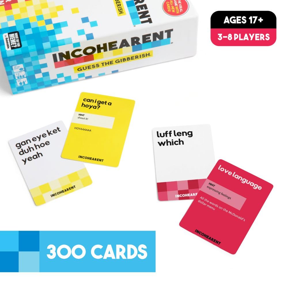 Incohearent, The Guess the Gibberish Party Game by Relatable, A Funny Card Game for Adults, Great for Bachelorettes, Includes 400 Cards, Instructions, and 1 Sand Timer ๐ All In One Marketplace Canada