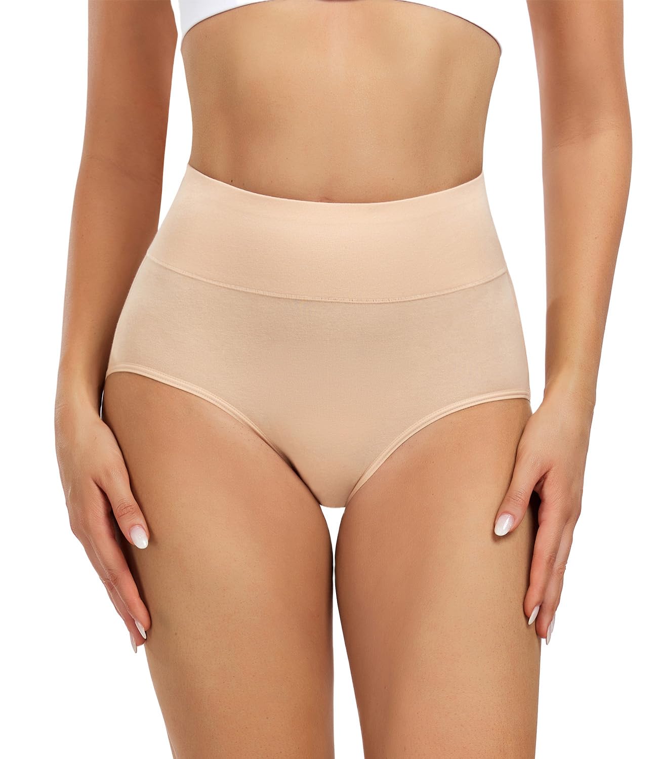 wirarpa Women's High Waisted Cotton Briefs Ladies Underwear Comfortable Panties 5 Pack Beige Medium ๐ All In One Marketplace Canada