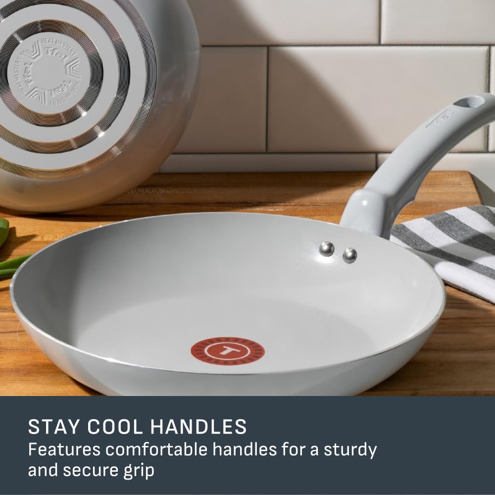 T-FAL Refresh Ceramic Nonstick Fry Pan Set, 2 Pieces, 8 Inch (20 cm) & 10 Inch (26 cm), Eco-Friendly, Durable for Healthy Cooking, Moon Grey ๐ All In One Marketplace Canada