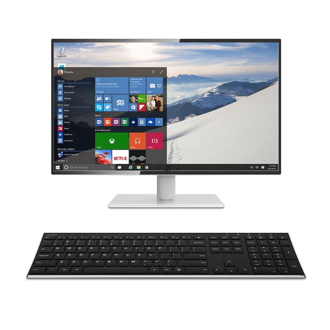 Arteck 2.4G Wireless Keyboard Stainless Steel Ultra Slim Full Size Keyboard with Numeric Keypad for Computer/Desktop/PC/Laptop/Surface/Smart TV and Windows 10/8/ 7 Built in Rechargeable Battery ๐ All In One Marketplace Canada